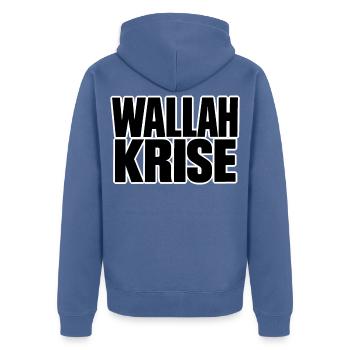 Wallah Krise – Lustiger Spruch - Unisex Premium Bio Zip Hoodie - Taubenblau - Hinten - Nico (187cm)