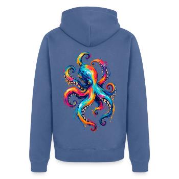 Prismatischer Oktopus - Unisex Premium Bio Zip Hoodie - Taubenblau - Hinten - Nico (187cm)