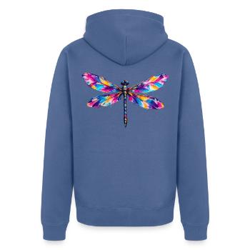 Prismatische Libelle - Unisex Premium Bio Zip Hoodie - Taubenblau - Hinten - Nico (187cm)
