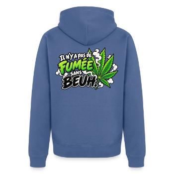 Ohne Gras gibt es keinen Rauch Cannabis Pop Art - Unisex Premium Bio Zip Hoodie - Taubenblau - Hinten - Nico (187cm)