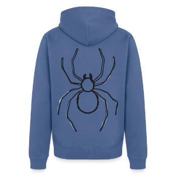 Spinne – Schwarz-Weiß-Zeichnung mit langen Beinen - Unisex Premium Bio Zip Hoodie - Taubenblau - Hinten - Nico (187cm)