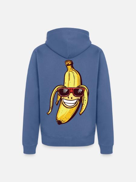 Lachende Banane mit Sonnenbrille - Unisex Premium Bio Zip Hoodie - Taubenblau