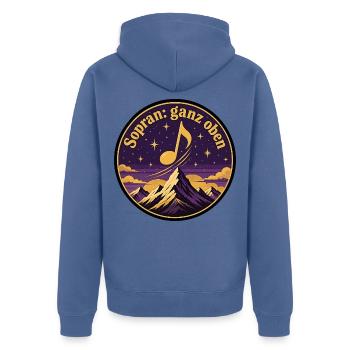 Sopran Ganz Oben Chor Sängerin Musik Note Shirt - Unisex Premium Bio Zip Hoodie - Taubenblau - Hinten - Nico (187cm)