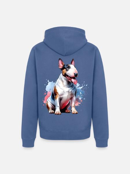 Bullterrier Geschenk - Unisex Premium Bio Zip Hoodie - Taubenblau