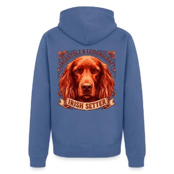 Irish Setter: Stolz und Leidenschaft - Unisex Premium Bio Zip Hoodie - Taubenblau - Hinten - Nico (187cm)