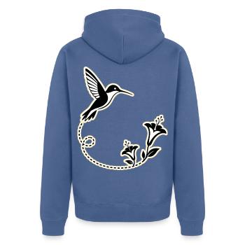 TINY WING PATROL - Unisex Premium Bio Zip Hoodie - Taubenblau - Hinten - Nico (187cm)