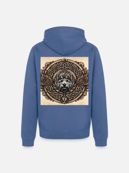 Steampunk-Hund keltische Knoten - Unisex Premium Bio Zip Hoodie - Taubenblau