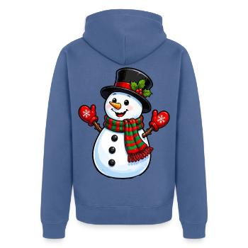 Winterlicher Schneemann mit Schal und Hut - Unisex Premium Bio Zip Hoodie - Taubenblau - Hinten - Nico (187cm)