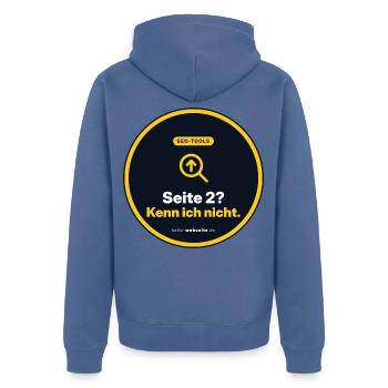 Seite 2? Kenn Ich Nicht. SEO Marketing Shirt - Unisex Premium Bio Zip Hoodie - Taubenblau - Hinten - Nico (187cm)