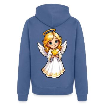 Himmlischer Sternenträger - Unisex Premium Bio Zip Hoodie - Taubenblau - Hinten - Nico (187cm)