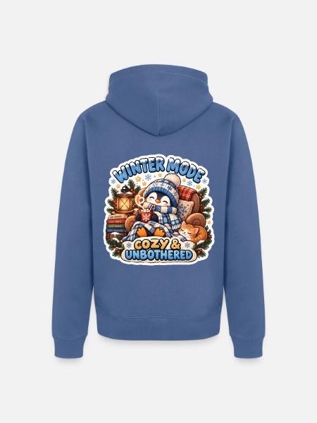 Wintermodus Kuschelig & Gelassen - Unisex Premium Bio Zip Hoodie - Taubenblau