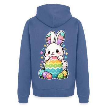 Kinder-Osterhasen-Familieneiersuche - Unisex Premium Bio Zip Hoodie - Taubenblau - Hinten - Nico (187cm)