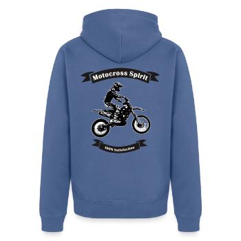 motocross spirit - Unisex Premium Bio Zip Hoodie - Taubenblau - Hinten - Nico (187cm)