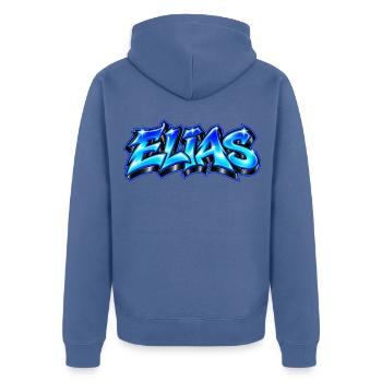 ELIAS Graffiti Name Street Art Hip Hop 3D - Unisex Premium Bio Zip Hoodie - Taubenblau - Hinten - Nico (187cm)
