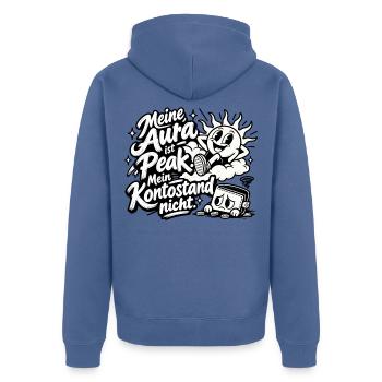 Meine Aura ist Peak - Unisex Premium Bio Zip Hoodie - Taubenblau - Hinten - Nico (187cm)