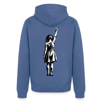Silhouette eines Mädchens - Unisex Premium Bio Zip Hoodie - Taubenblau - Hinten - Nico (187cm)
