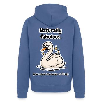 Natürlich fabelhafter finnischer Schwan - Unisex Premium Bio Zip Hoodie - Taubenblau - Hinten - Nico (187cm)