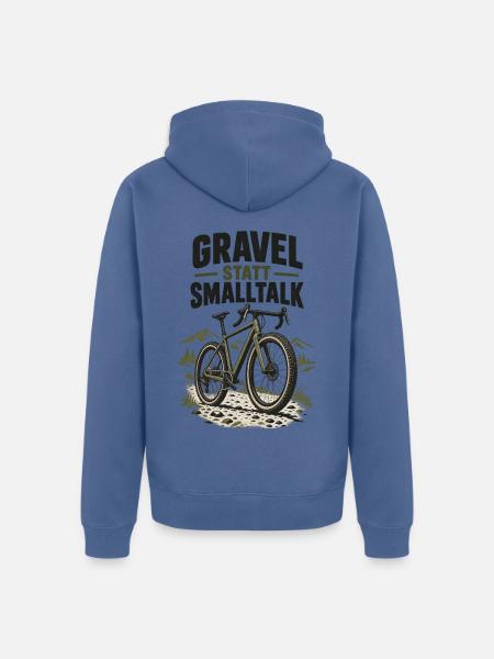 Gravel statt Smalltalk - Unisex Premium Bio Zip Hoodie - Taubenblau