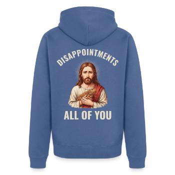 Disappointments Jesus mit Bartagame - Unisex Premium Bio Zip Hoodie - Taubenblau - Hinten - Nico (187cm)