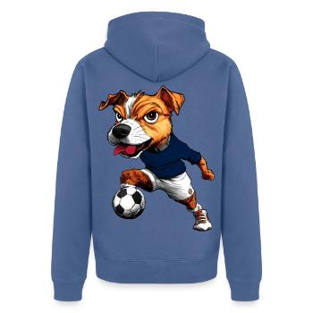 JRT Fussball - Unisex Premium Bio Zip Hoodie - Taubenblau - Hinten - Nico (187cm)