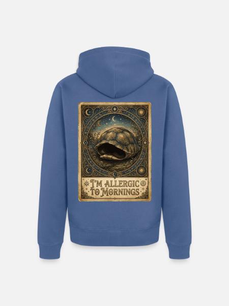 I'm Allergic To Mornings Turtle - Unisex Premium Bio Zip Hoodie - Taubenblau