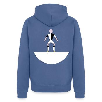 Miniaturgeometrische Figur - Unisex Premium Bio Zip Hoodie - Taubenblau - Hinten - Nico (187cm)