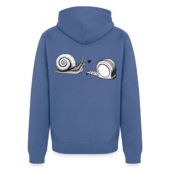 Liebe ist Liebe - Unisex Premium Bio Zip Hoodie - Taubenblau - Hinten - Nico (187cm)