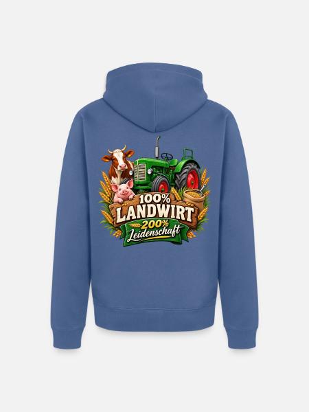 Landwirt Leidenschaft Traktor Design - Unisex Premium Bio Zip Hoodie - Taubenblau