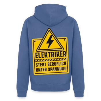 Elektriker unter Spannung Beruf - Unisex Premium Bio Zip Hoodie - Taubenblau - Hinten - Nico (187cm)