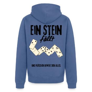 Domino Effekt Dominosteine Spiel Strategie Retro - Unisex Premium Bio Zip Hoodie - Taubenblau - Hinten - Nico (187cm)
