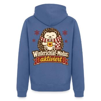 Igel Winterschlaf Modus Gemütlich Winter - Unisex Premium Bio Zip Hoodie - Taubenblau - Hinten - Nico (187cm)