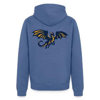 Blauer Drache Illustration - Unisex Premium Bio Zip Hoodie - Taubenblau - Hinten - Nico (187cm)