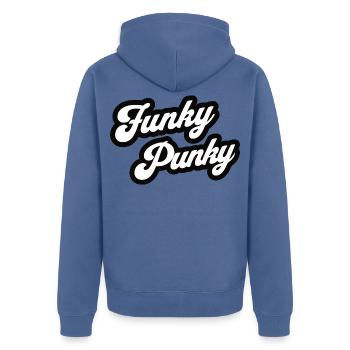 Funky Punky - Unisex Premium Bio Zip Hoodie - Taubenblau - Hinten - Nico (187cm)