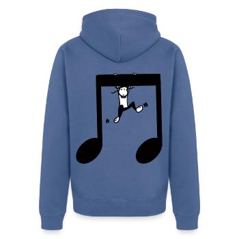 Hanging on a Note – T-Shirt für Musikliebhaber - Unisex Premium Bio Zip Hoodie - Taubenblau - Hinten - Nico (187cm)