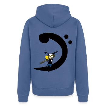 Posaunen-Bass Clef – Posaunist-Musik-T-Shirt - Unisex Premium Bio Zip Hoodie - Taubenblau - Hinten - Nico (187cm)