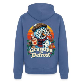 Christmas Schneemann Grandpa In Defrost - Unisex Premium Bio Zip Hoodie - Taubenblau - Hinten - Nico (187cm)