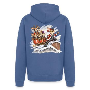 Weihnachtsbande: Osterhasen-Santa - Unisex Premium Bio Zip Hoodie - Taubenblau - Hinten - Nico (187cm)