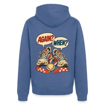 Wieder Marathonläufer, wenn er lustiger Humor nach dem Rennen ist - Unisex Premium Bio Zip Hoodie - Taubenblau - Hinten - Nico (187cm)