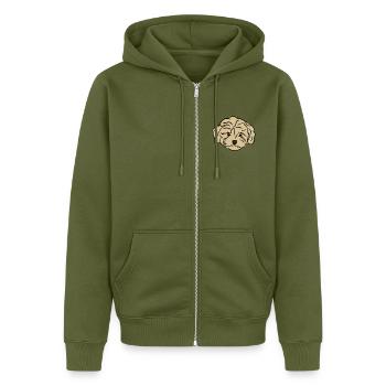 Doodle Puppy - Unisex Premium Bio Zip Hoodie - Khaki - Vorne - Nico (187cm) & Julia (174cm)