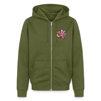 Tiny Wings Big Tricks – Skateboard-Drache - Unisex Premium Bio Zip Hoodie - Khaki - Vorne - Nico (187cm) & Julia (174cm)