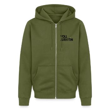 Juristin Volljuristin Jura - Unisex Premium Bio Zip Hoodie - Khaki - Vorne - Nico (187cm) & Julia (174cm)