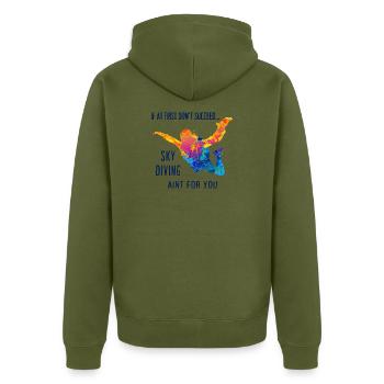 Skydive Fallschirmspringer Skydiver Freifall - Unisex Premium Bio Zip Hoodie - Khaki - Hinten - Nico (187cm)