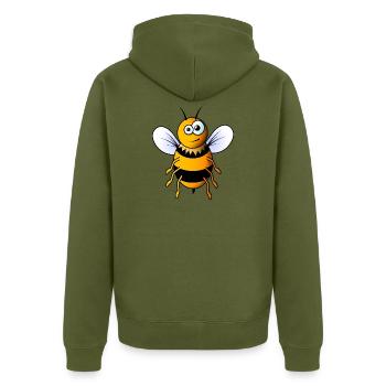 Comic Biene - Unisex Premium Bio Zip Hoodie - Khaki - Hinten - Nico (187cm)