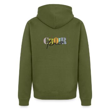 Choir - Tenor singer - Unisex Premium Bio Zip Hoodie - Khaki - Hinten - Nico (187cm)