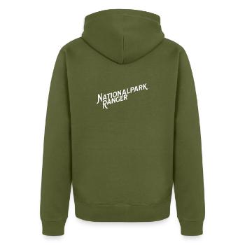 Nationalpark Ranger – Wildhüter & Naturschutz - Unisex Premium Bio Zip Hoodie - Khaki - Hinten - Nico (187cm)
