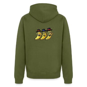 Banane lustig witzig spaßig Bananen Obst Frucht - Unisex Premium Bio Zip Hoodie - Khaki - Hinten - Nico (187cm)