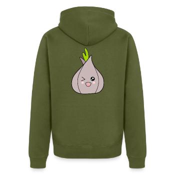 Geburt Baby Geburt 2026 Geschenk  - Unisex Premium Bio Zip Hoodie - Khaki - Hinten - Nico (187cm)