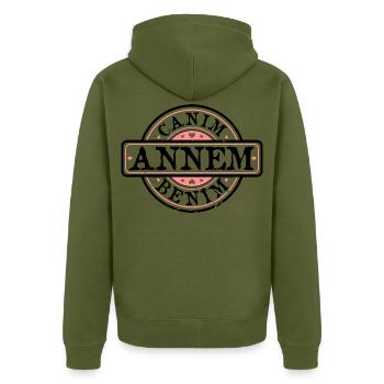 Mutter Anne Canim annem benim/ türkisch - Unisex Premium Bio Zip Hoodie - Khaki - Hinten - Nico (187cm)