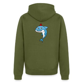Hai Kindergeburtstag - Unisex Premium Bio Zip Hoodie - Khaki - Hinten - Nico (187cm)