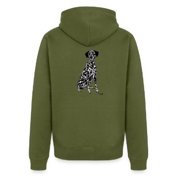 Beau chien dalmate - Veste à capuche bio Premium Unisexe - kaki - Dos - Nico (187cm)